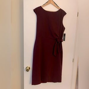Size 18 sleeveless Tahari dress.  Lined, has tags.  Color is “black cherry”.